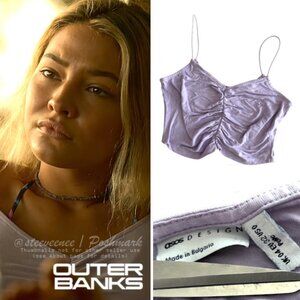 ASOS Design Petite Lilac Crop Cami with Ruched Front and Spaghetti Straps